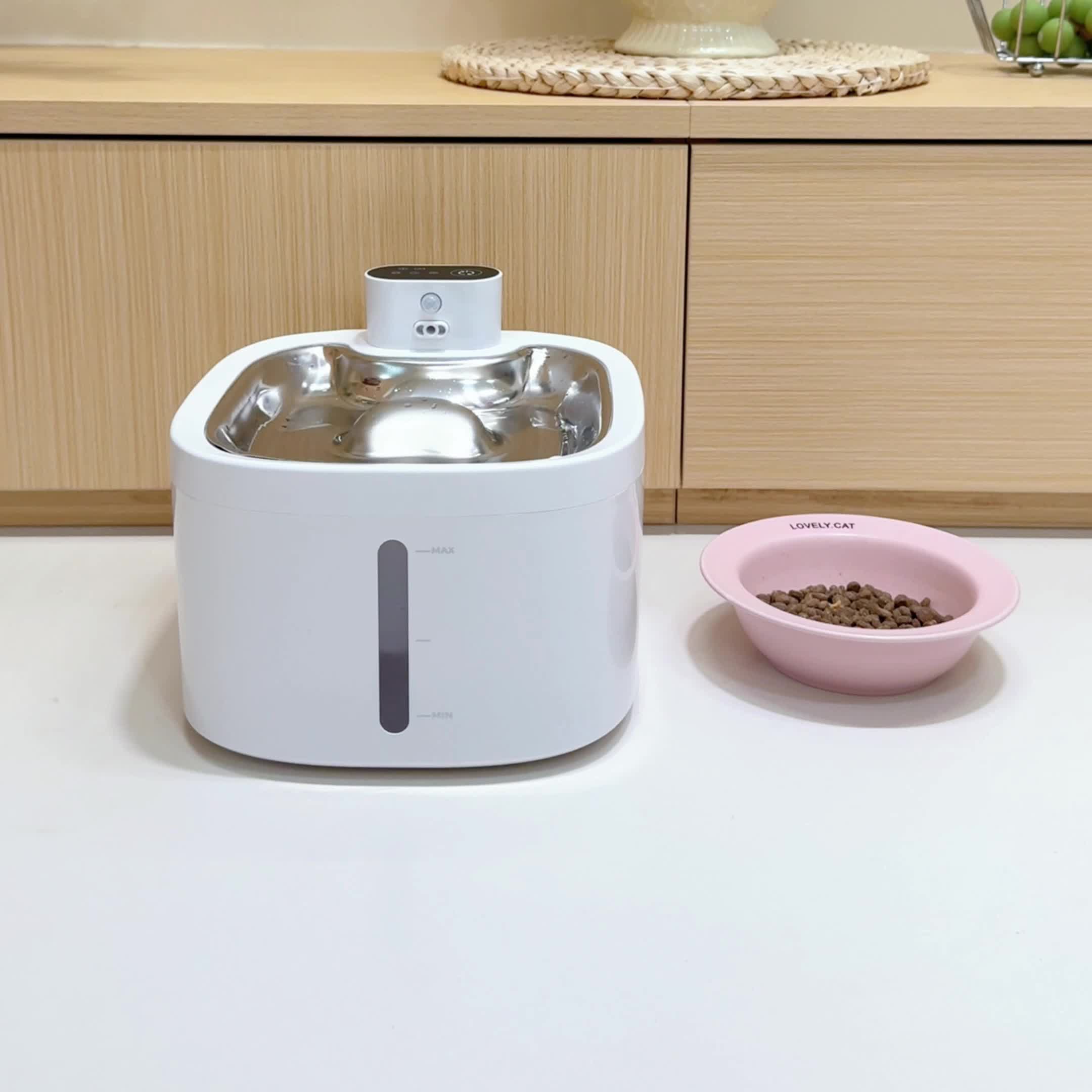 Silent Pet Water Fountain, 118oz\u002F3.5L Large Capacity for cat Water Dispenser, 304 Food Grade Stainless Steel, Visible Water Level, Three Water Flow Modes, 3 Color Options, Circulating Filtration, 4000mAh Battery & USB Dual Power Supply