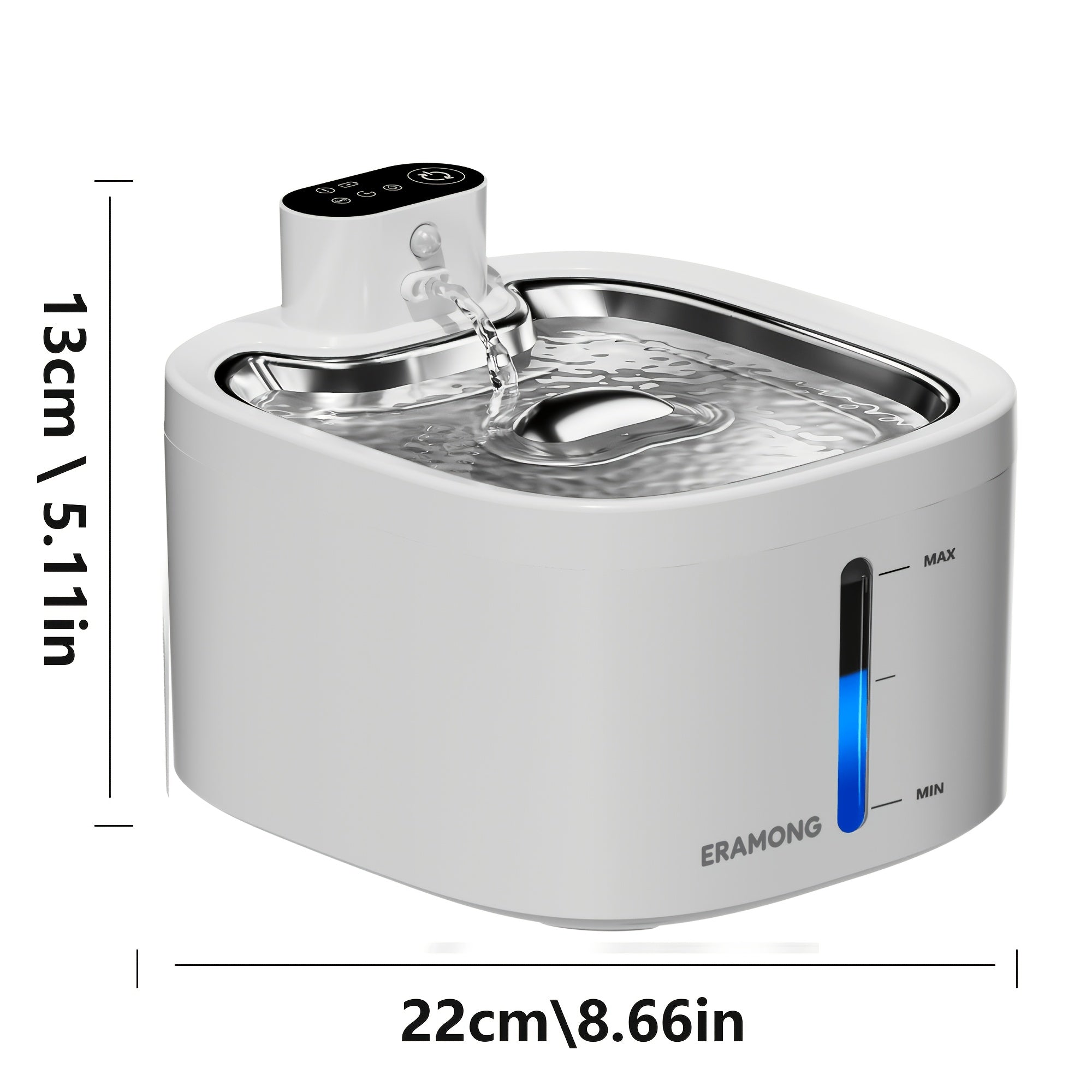Silent Pet Water Fountain, 118oz\u002F3.5L Large Capacity for cat Water Dispenser, 304 Food Grade Stainless Steel, Visible Water Level, Three Water Flow Modes, 3 Color Options, Circulating Filtration, 4000mAh Battery & USB Dual Power Supply