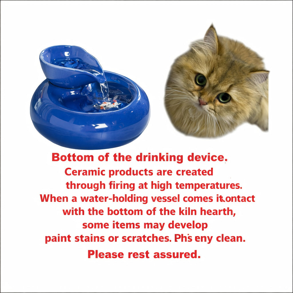 1pc Cat Water Fountain, Odor-free, Made of Clean and Hygienic Ceramic Material, Automatic Circulating Pet Water Dispenser – USB-powered, Clean and Hygienic Water Bowl for Cats and Dogs, Modern Blue Design with White Accents, No Batteries Required
