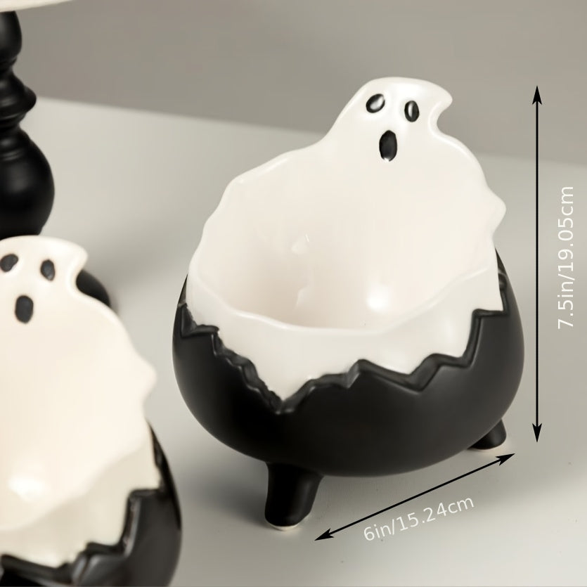 Happy & Polly Gothic Cat Bowl - Ceramic Spooky Suitable for Kittens & Cats, Elegant Gothic Feeding Dish with -Themed, Ceramic Pet Bowl for Decor,, or Themed Room