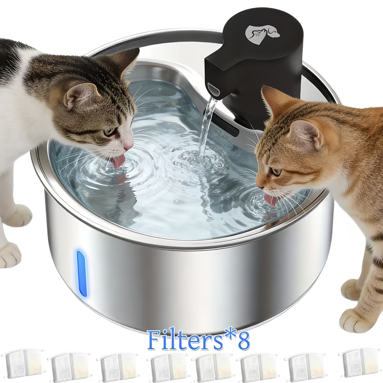 5-liter\u002F195oz Stainless Steel Pet Water Fountain, Cat Water Fountain, Dog Water Fountain, Cat Fountain Water Filter, Safety Design, Suitable for Indoor and Outdoor Use