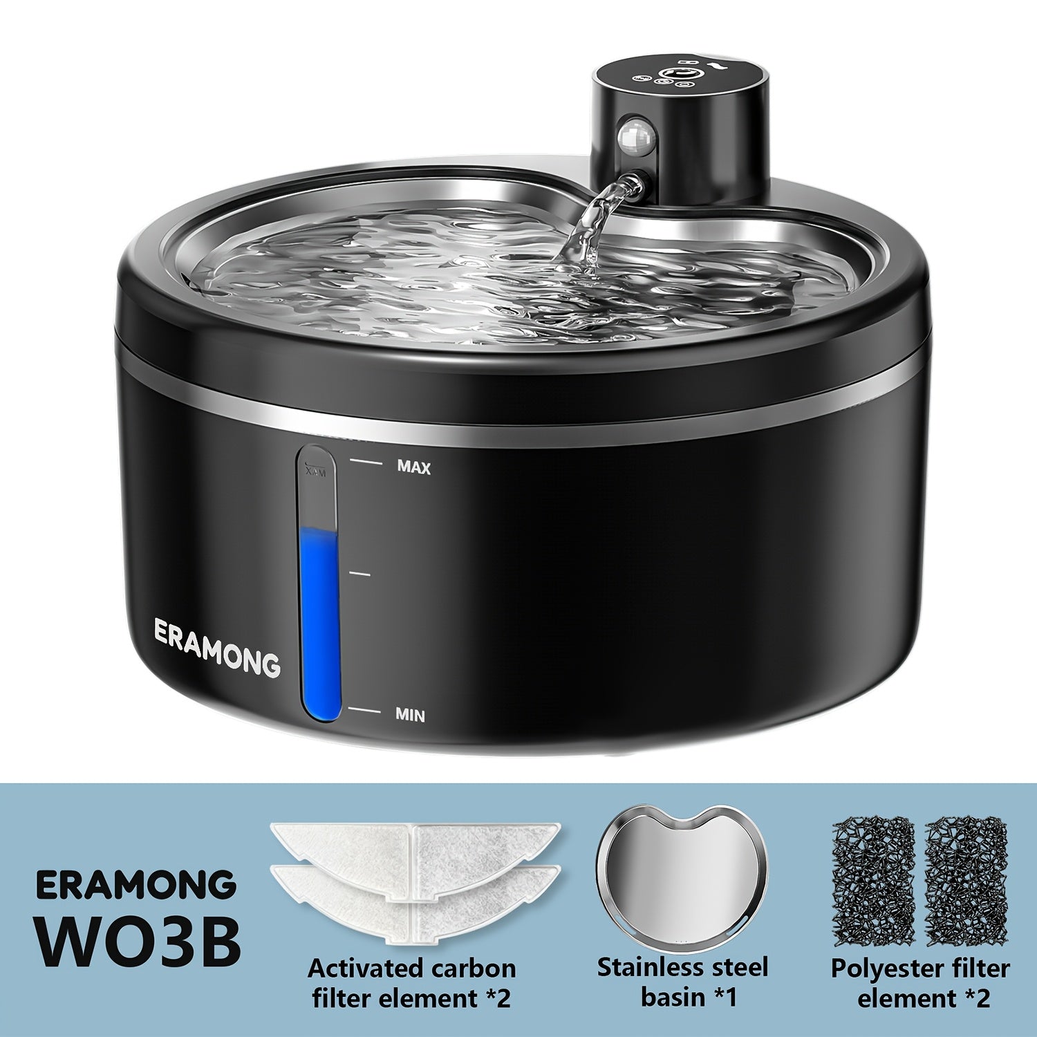 Smart Pet Water Dispenser, Cat Fountain, Cat Water Dispenser, Wireless Design, 2.5L\u002F88oz Capacity - More Than Enough to Meet Your Cat's Daily Water Needs. Features Dual Power Modes and Three Water Flow Settings; the Sensor Mode Encourages Your Cat