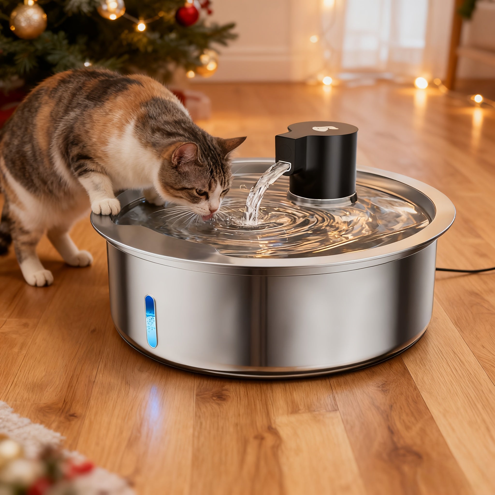 8L\u002F272Oz Stainless Steel Pet Water Dispenser | Includes Replacement Filters| Safe Design | Large Capacity | Suitable for Cats & Dogs | Indoor\u002FOutdoor Use, Without Battery