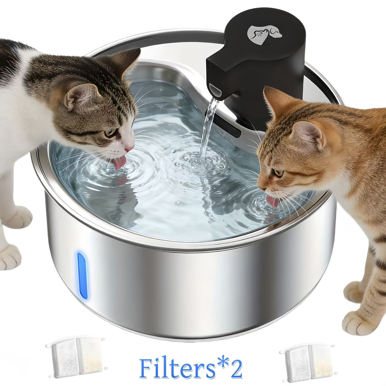5-liter\u002F195oz Stainless Steel Pet Water Fountain, Cat Water Fountain, Dog Water Fountain, Cat Fountain Water Filter, Safety Design, Suitable for Indoor and Outdoor Use