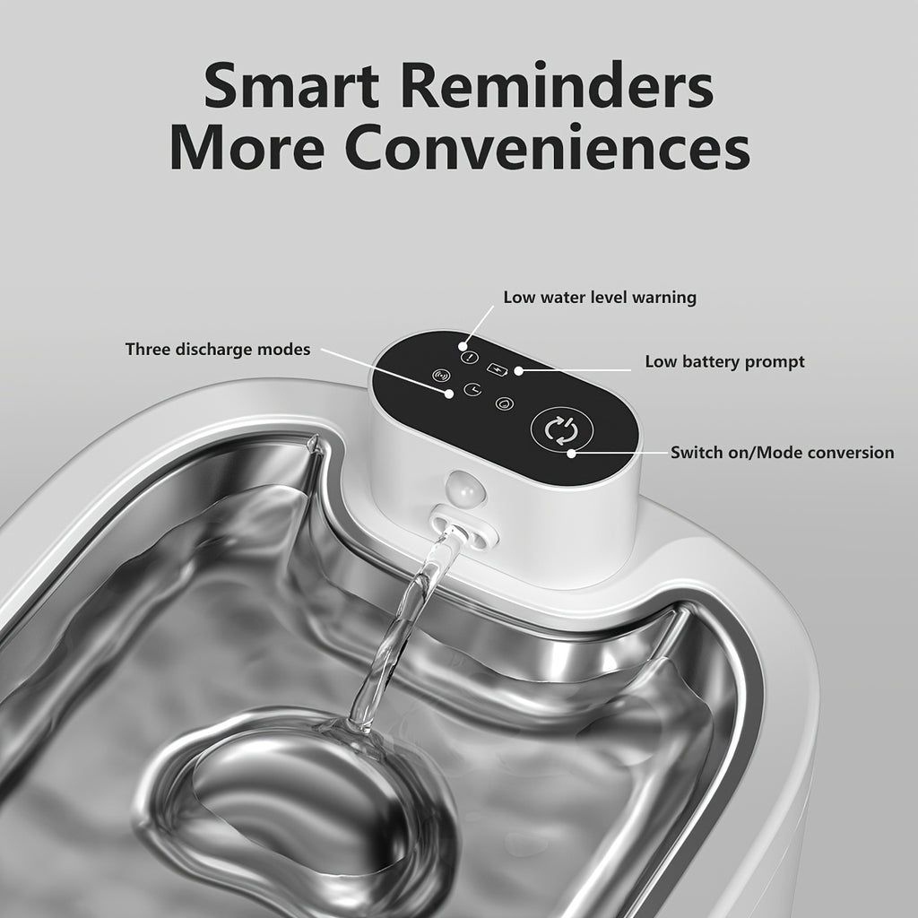 Silent Pet Water Fountain, 118oz\u002F3.5L Large Capacity for cat Water Dispenser, 304 Food Grade Stainless Steel, Visible Water Level, Three Water Flow Modes, 3 Color Options, Circulating Filtration, 4000mAh Battery & USB Dual Power Supply