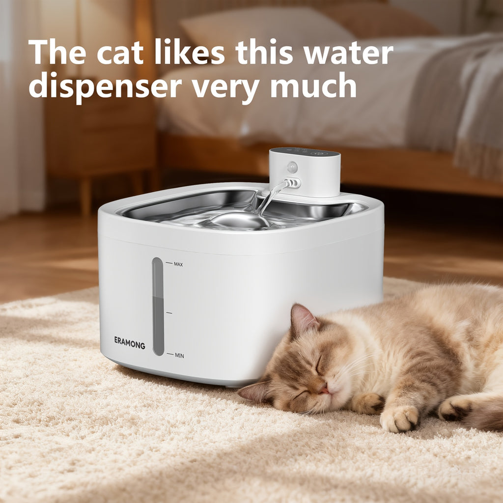 Silent Pet Water Fountain, 118oz\u002F3.5L Large Capacity for cat Water Dispenser, 304 Food Grade Stainless Steel, Visible Water Level, Three Water Flow Modes, 3 Color Options, Circulating Filtration, 4000mAh Battery & USB Dual Power Supply