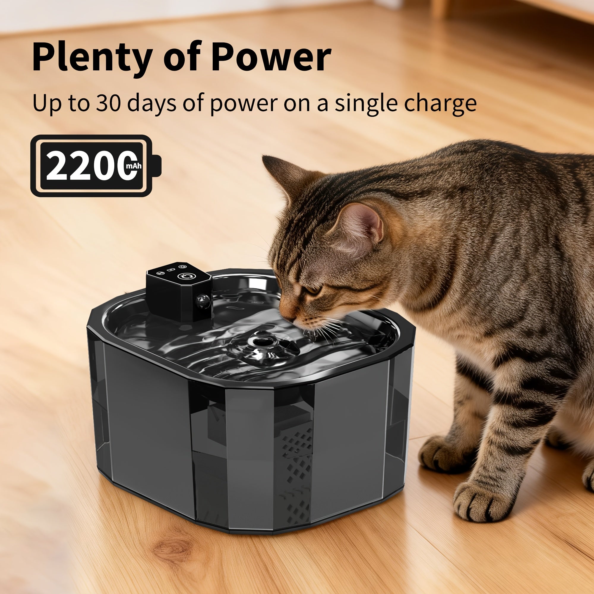 50.72oz Cordless Pet Water Fountain with Waterfall Stream, USB Rechargeable, Motion Sensor & Continuous Circulation Modes, Ultra-Quiet Pump, 6 Replaceable Filters, Automatic Circulating Water Dispenser for Cats And Dogs