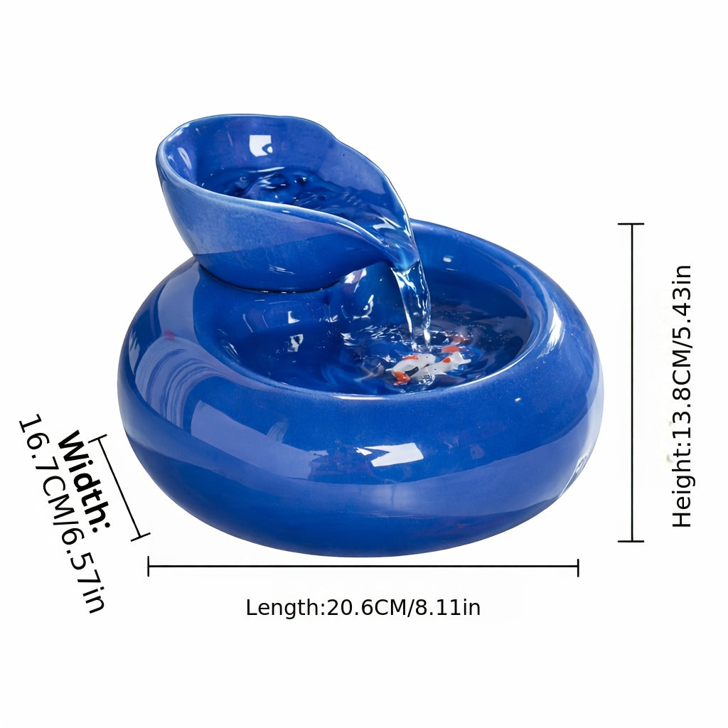1pc Cat Water Fountain, Odor-free, Made of Clean and Hygienic Ceramic Material, Automatic Circulating Pet Water Dispenser – USB-powered, Clean and Hygienic Water Bowl for Cats and Dogs, Modern Blue Design with White Accents, No Batteries Required
