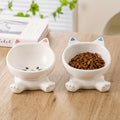12-month-old Kitten's Simple Ceramic Bowl with a Slanted, Food Bowl, Bowl, -spill, High and Low Neck