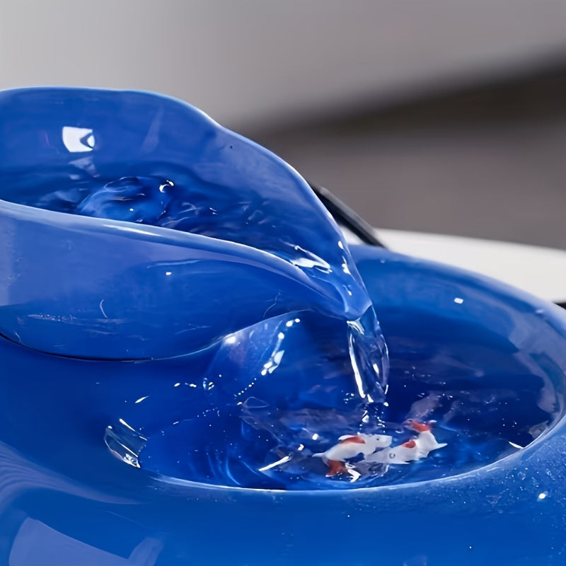 1pc Cat Water Fountain, Odor-free, Made of Clean and Hygienic Ceramic Material, Automatic Circulating Pet Water Dispenser – USB-powered, Clean and Hygienic Water Bowl for Cats and Dogs, Modern Blue Design with White Accents, No Batteries Required