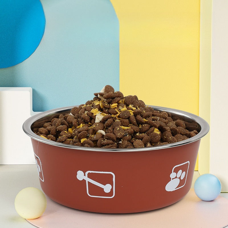 A Double-Layered, Reinforced Stainless Steel Pet Bowl Designed to Prevent Slipping And Tipping, Suitable for Both Dogs And Cats