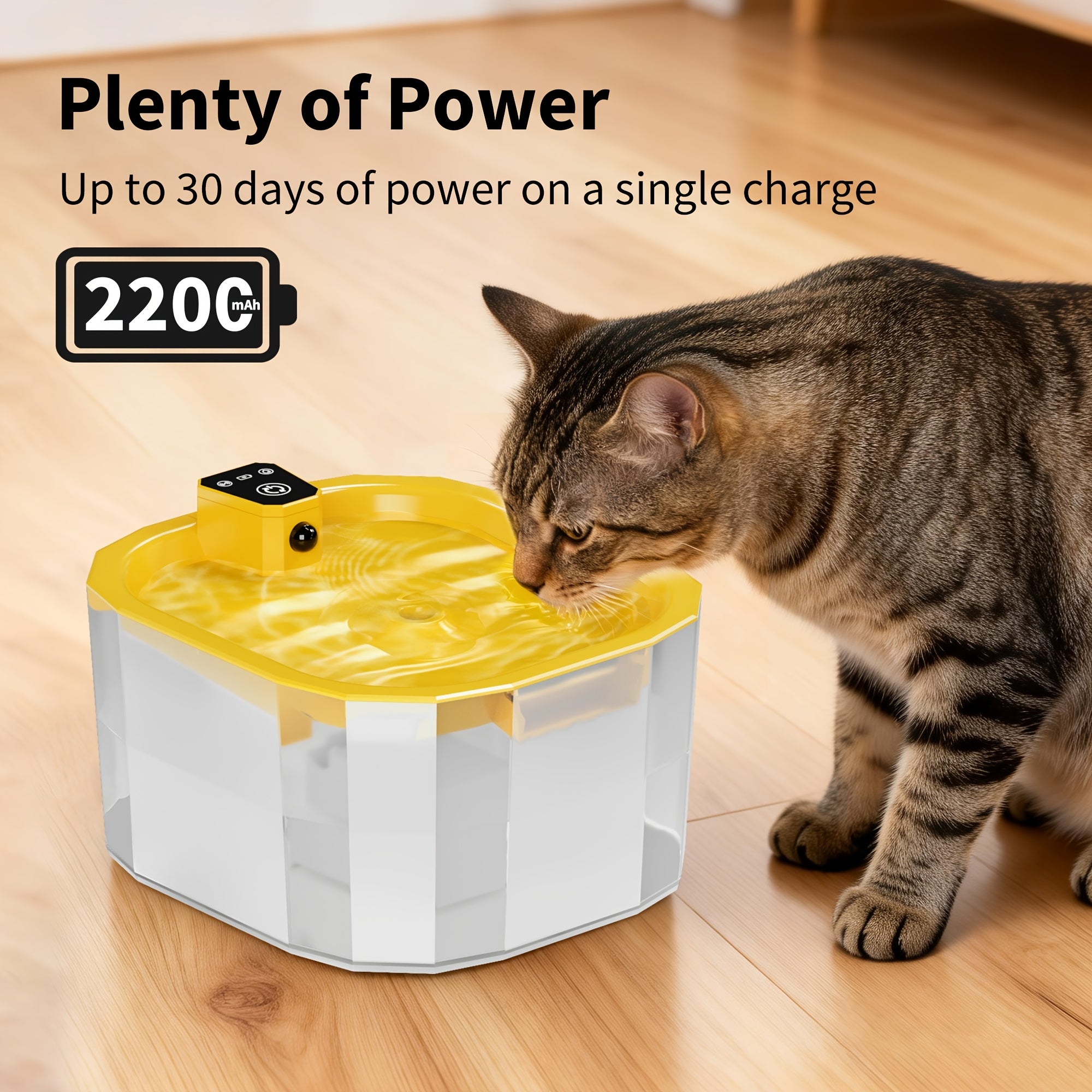 50.72oz Cordless Pet Water Fountain with Waterfall Stream, USB Rechargeable, Motion Sensor & Continuous Circulation Modes, Ultra-Quiet Pump, 6 Replaceable Filters, Automatic Circulating Water Dispenser for Cats And Dogs