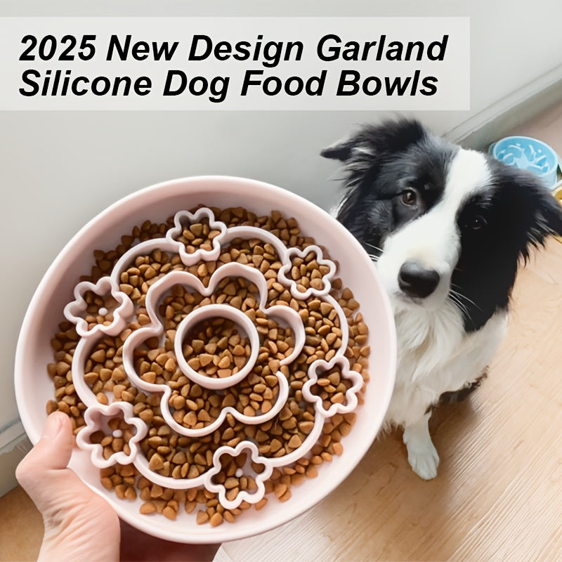 1pc Garland Silicone Dog Food Bowl Dishwasher Safe Slow Feed Dog Plate Non-Slip, Silicone Dog Bowl Slow Feeder - Non-Slip, Heat Resistant, Dishwasher Safe, Snacks And Water - Helps Reduce Boredom And Anxiety in Dogs, Promote a Healthy Diet