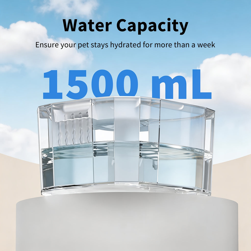 Smart Cat Fountain, Quiet Pet Water Dispenser, 50.72oz\u002F 1.5L Capacity Water Bowl for Cats And Dogs, Motion-Activated Automatic Water Dispensing, 2 Water Flow Settings, 2200mAh Battery + USB Dual-Power Supply, Includes 6 Filter Cartridges