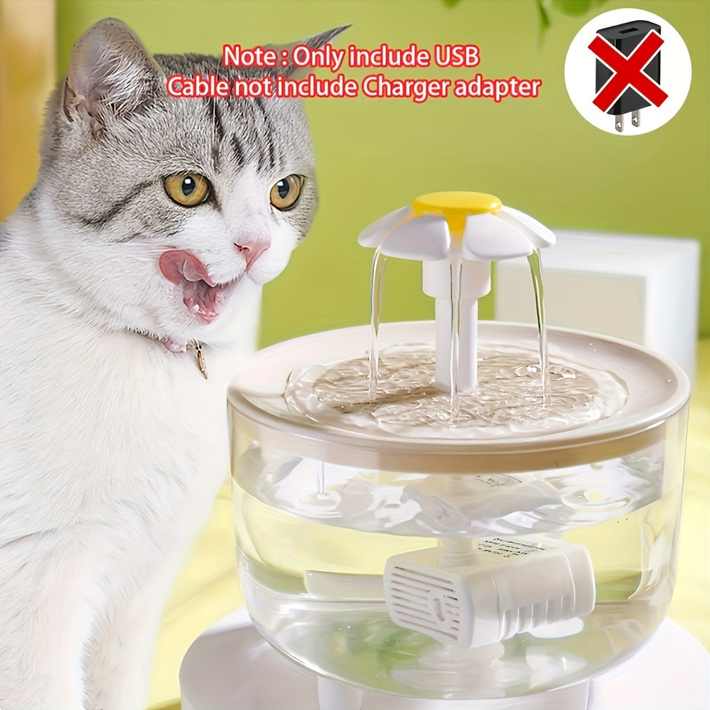 This Is a 50.72 Oz Pet Water Fountain That Operates Quietly, Features a Usb-Powered Water Pump, Is Easy to Clean, Free from BPA, And Is Ideal for Cats And Small Animals, Without Battery