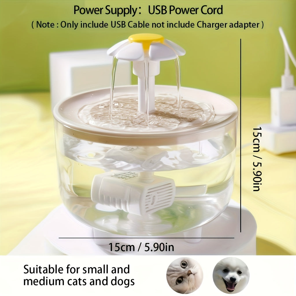 This Is a 50.72 Oz Pet Water Fountain That Operates Quietly, Features a Usb-Powered Water Pump, Is Easy to Clean, Free from BPA, And Is Ideal for Cats And Small Animals, Without Battery
