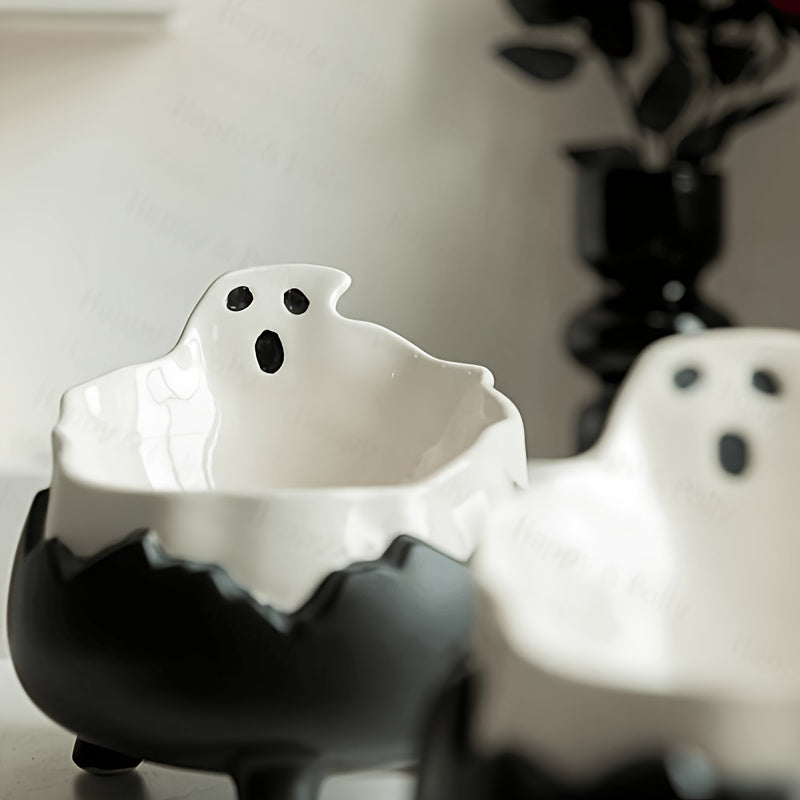 Happy & Polly Gothic Cat Bowl - Ceramic Spooky Suitable for Kittens & Cats, Elegant Gothic Feeding Dish with -Themed, Ceramic Pet Bowl for Decor,, or Themed Room
